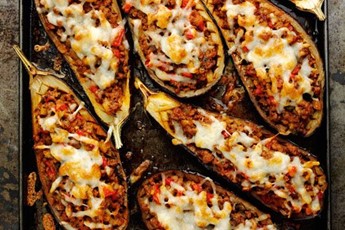 Rick Stein's lamb-stuffed aubergines with Manchego cheese recipe